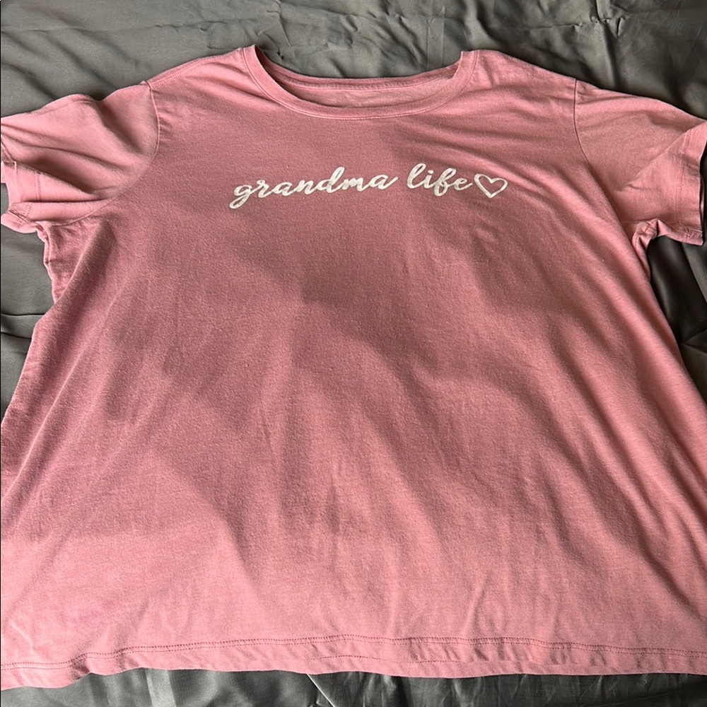 Pink Short Sleeve Tee with 'Grandma Life' Print